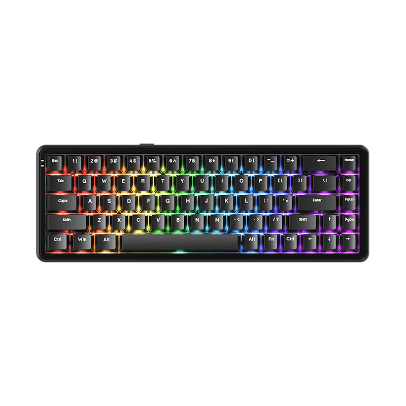 Ajazz AK680 Max RGB Tri-Mode 68-Keys Aluminum Positioning Plate Gasket-Mounted South Facing (1K Wireless + 8K Wired) Polling Rate Hot Swappable Mechanical Keyboard (Black) (Magnetic Grain Hifi Switch)