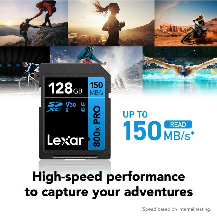 Lexar High-Performance 800x PRO SDXC UHS-I C10 U3 V30 150MB/s Read SD Card BLUE Series 