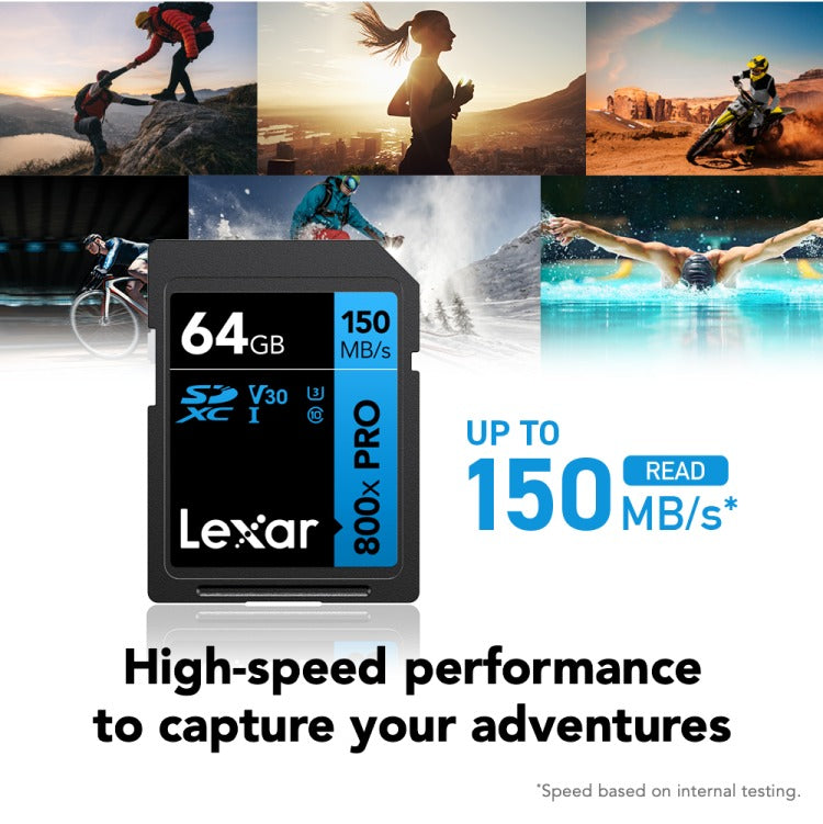 Lexar High-Performance 800x PRO SDXC UHS-I C10 U3 V30 150MB/s Read SD Card BLUE Series 