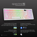 Tecware Spectre 96 RGB Tri-Mode 96-Key Gasket Mounted Mechanical Keyboard with Customizable LCD Display & Volume Knob (White)