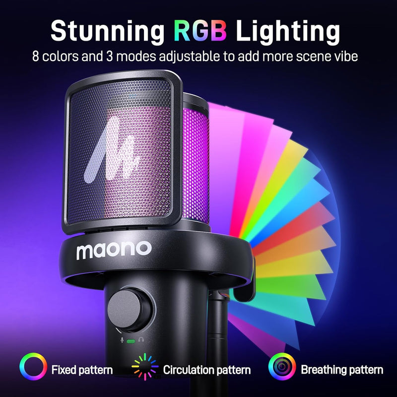 Maono DM40 Pro Wireless RGB Condenser Gaming Desktop Microphone