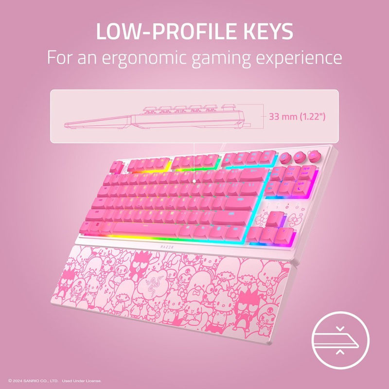 Razer Ornata V3 Tenkeyless Compact Low Profile Gaming Keyboard Hello Kitty and Friends Ed. (Pink)