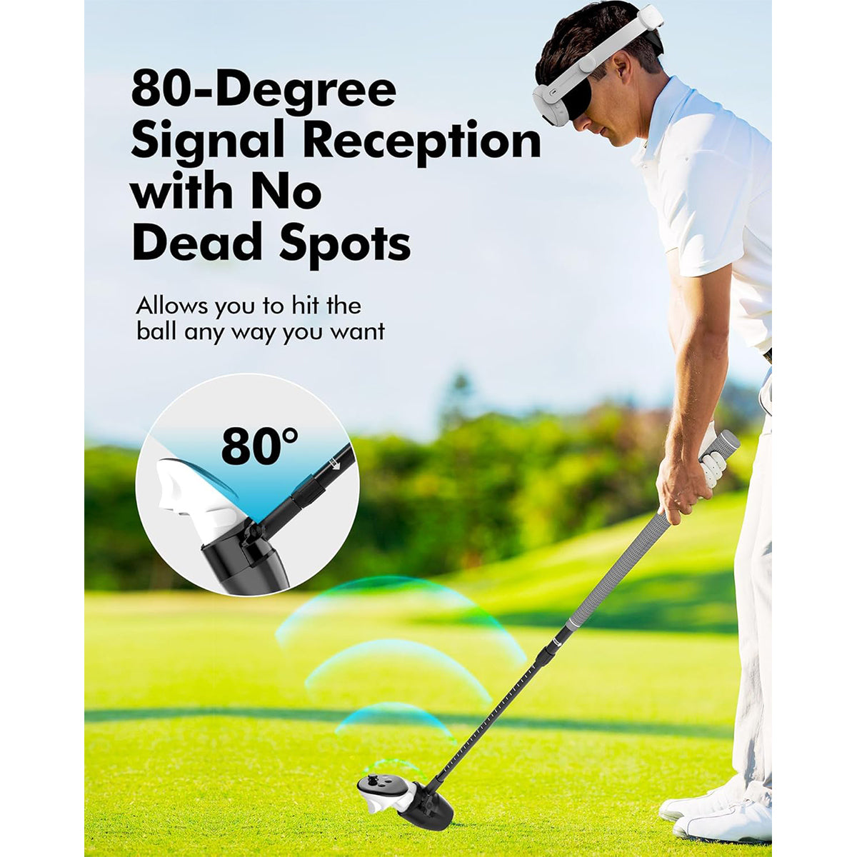 Dobe Golf Club Attachment for Meta Quest 2 / Meta Quest 3 / Meta Quest 3S / Pro Controller TY-3881S