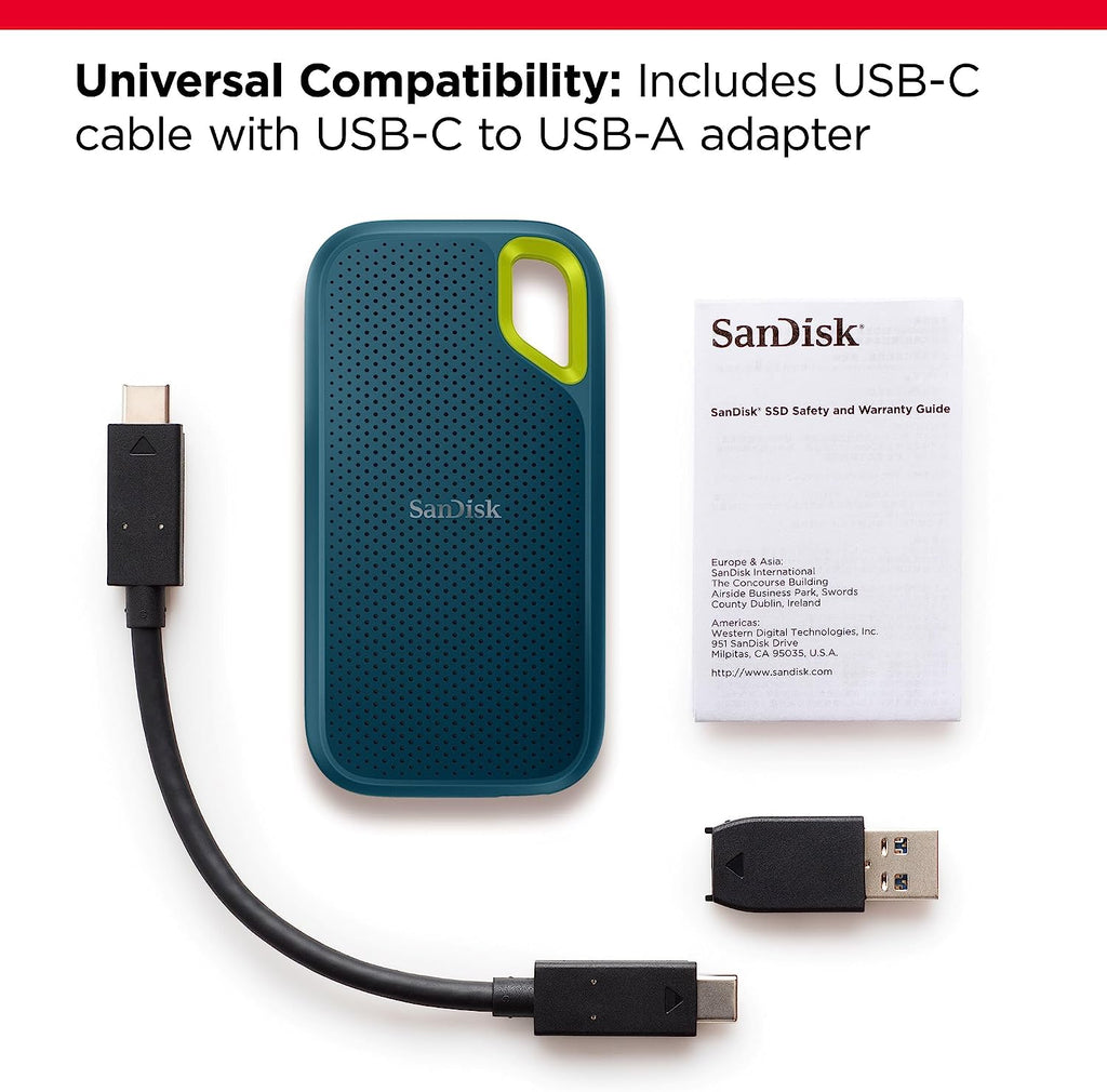 Sandisk Extreme 2TB USB-C USB 3.2 Gen 2 Up To 1050MB/S Portable SSD V2 ...