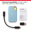 Sandisk Extreme 2TB USB-C USB 3.2 Gen 2 Up To 1050MB/S Portable SSD V2 (Sky Blue)