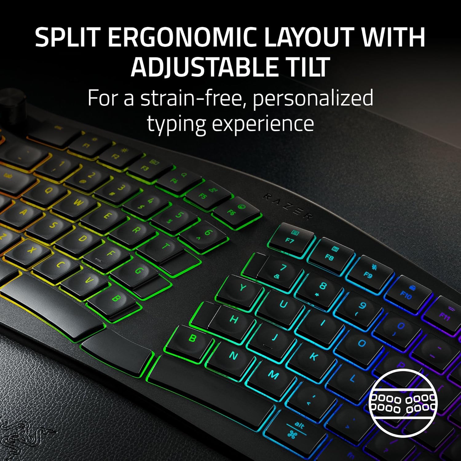 Razer Pro Type Ergo Wireless Split Ergonomic RGB Keyboard (Black)