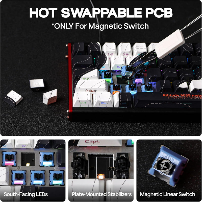 Ajazz ALUX68 Max RGB Wired 68-Keys Aluminum CNC Case Hot-Swappable Mechanical Keyboard