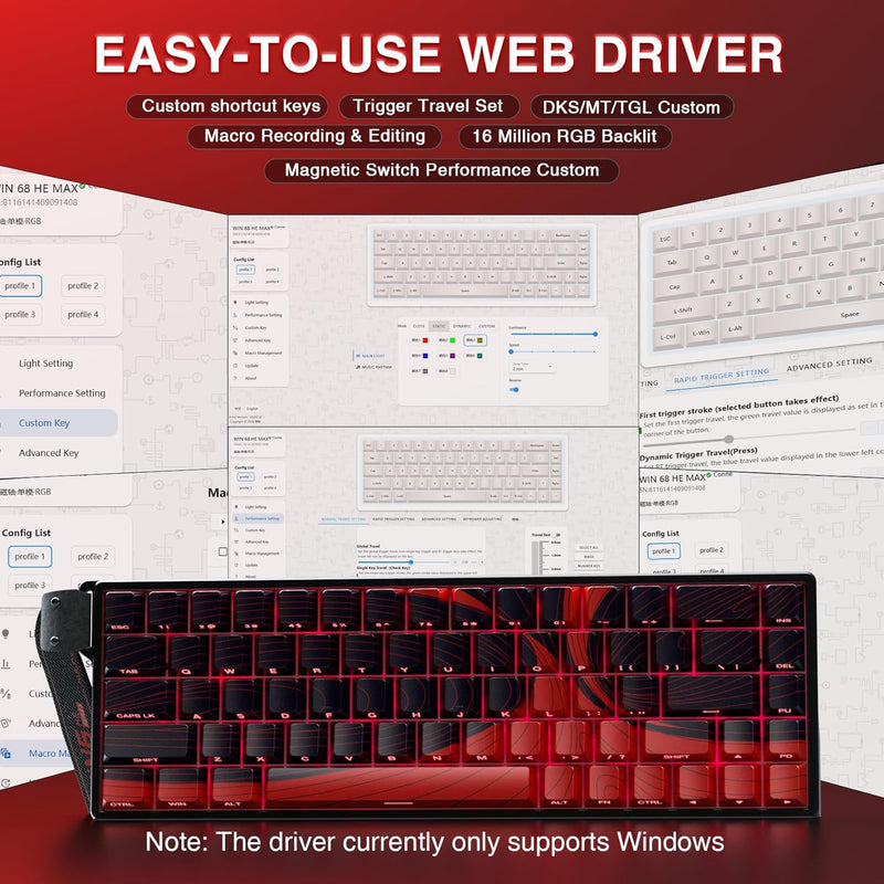 Aula WIN68 HE Max 68-Key RGB 65% Wired Magnetic Switch Gaming Keyboard