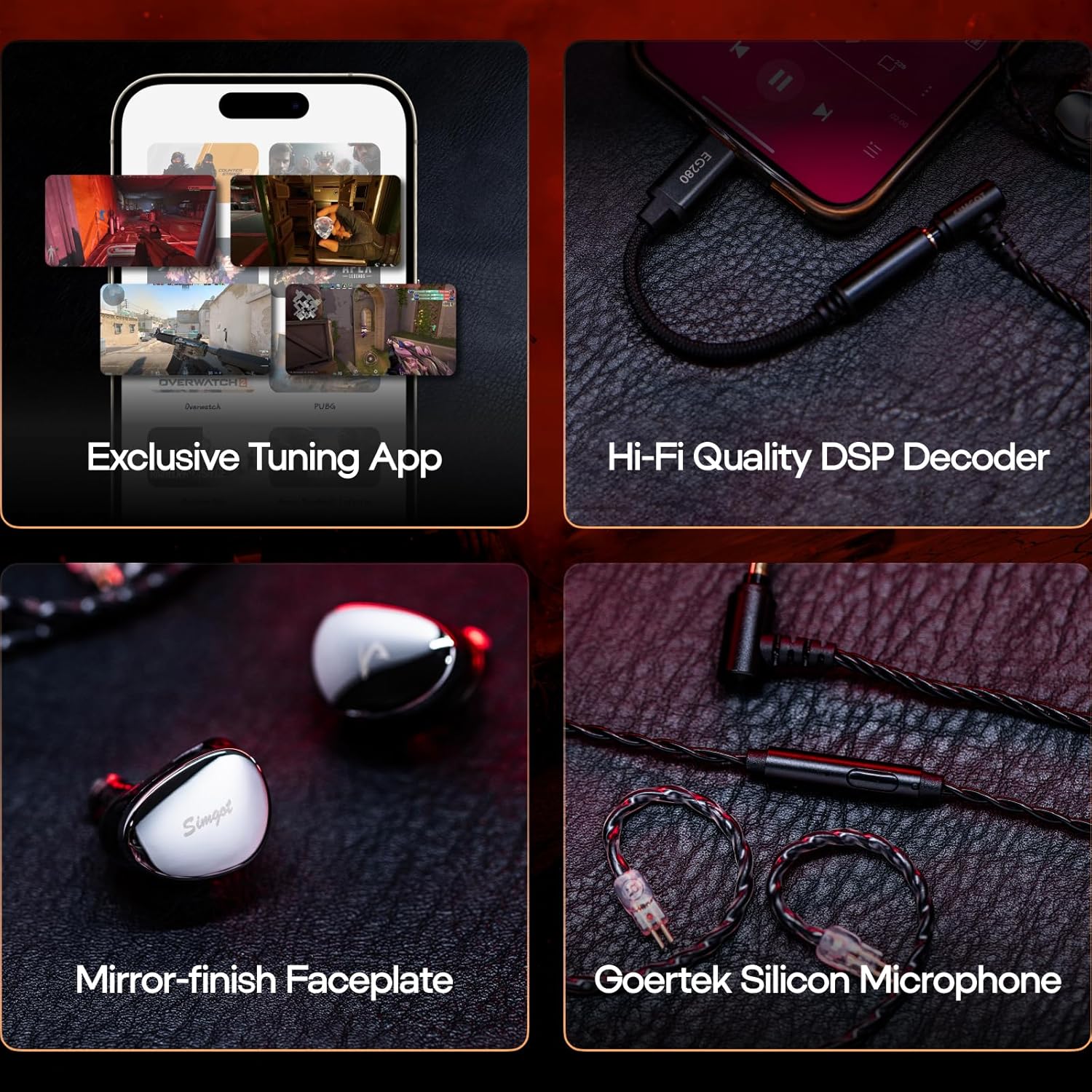 SIMGOT EG280 1DD + 1 Planar HiFi In-Ear Monitor for Gaming (Black)
