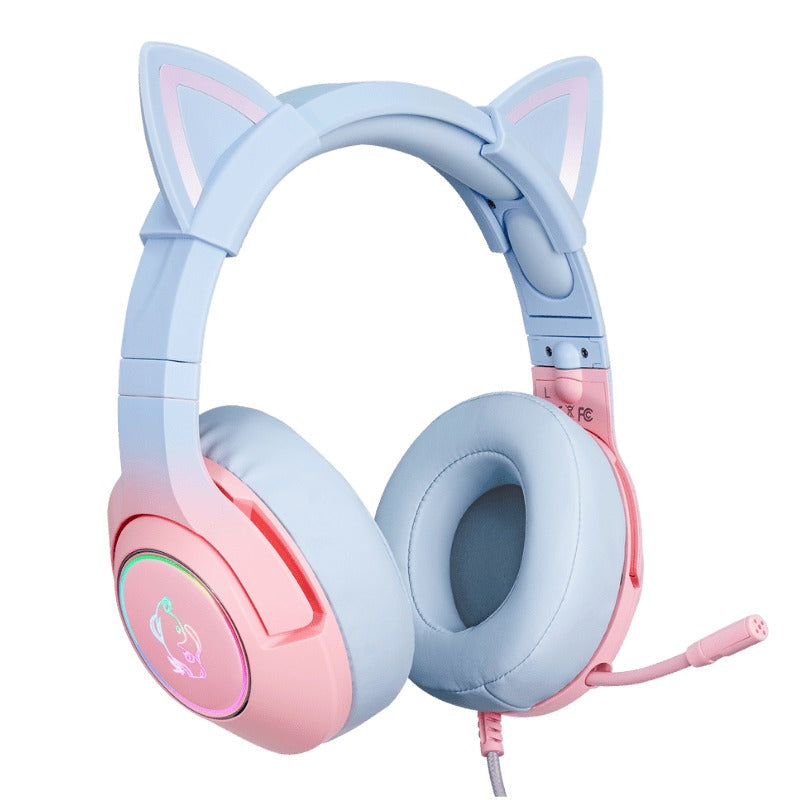 Onikuma K9 Cat Spirit 7.1 Version RGB Gradient Light Effect Stereo Gaming Headset (Pink/Blue)
