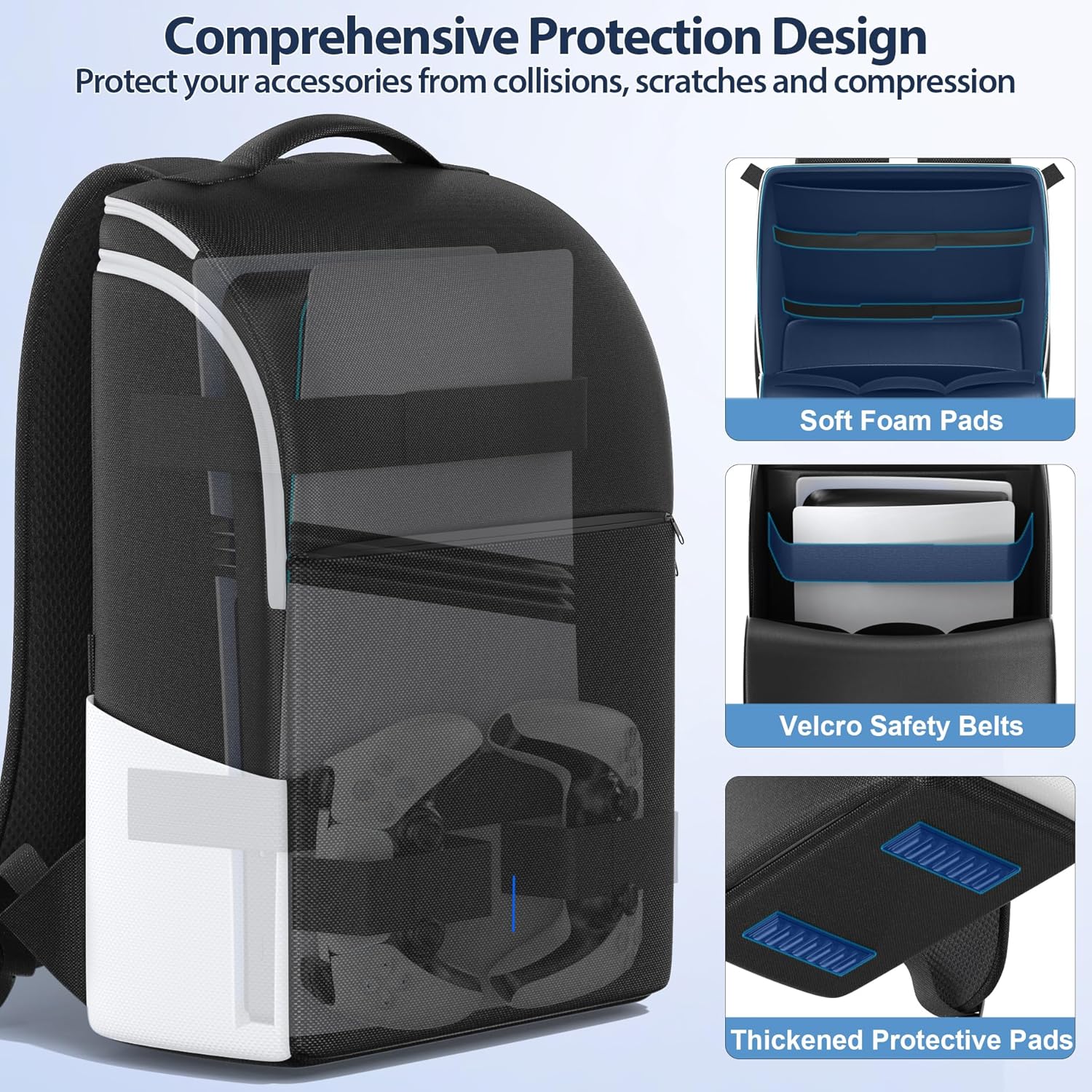 LVVIL Carrying Case Travel Bag for PS5 (Black, Black/ White)