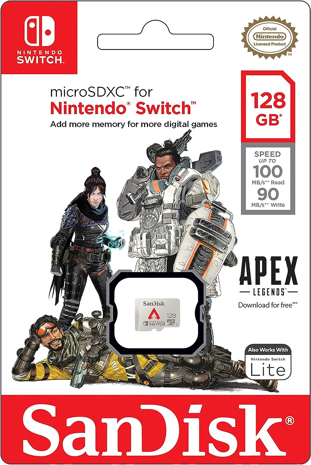 SanDisk 128GB MicroSDXC UHS-I 100MB/S Memory Card For Nintendo Switch Apex Legends Edition (SDSQXAO-128G-GN3ZY)