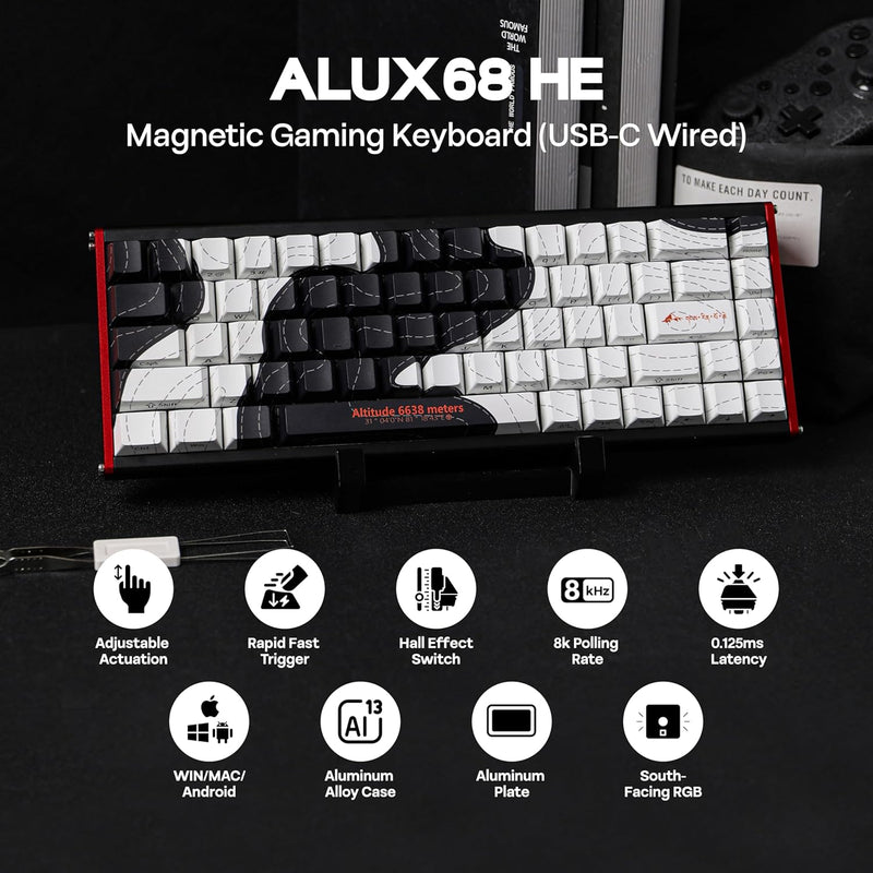 Ajazz ALUX68 Max RGB Wired 68-Keys Aluminum CNC Case Hot-Swappable Mechanical Keyboard