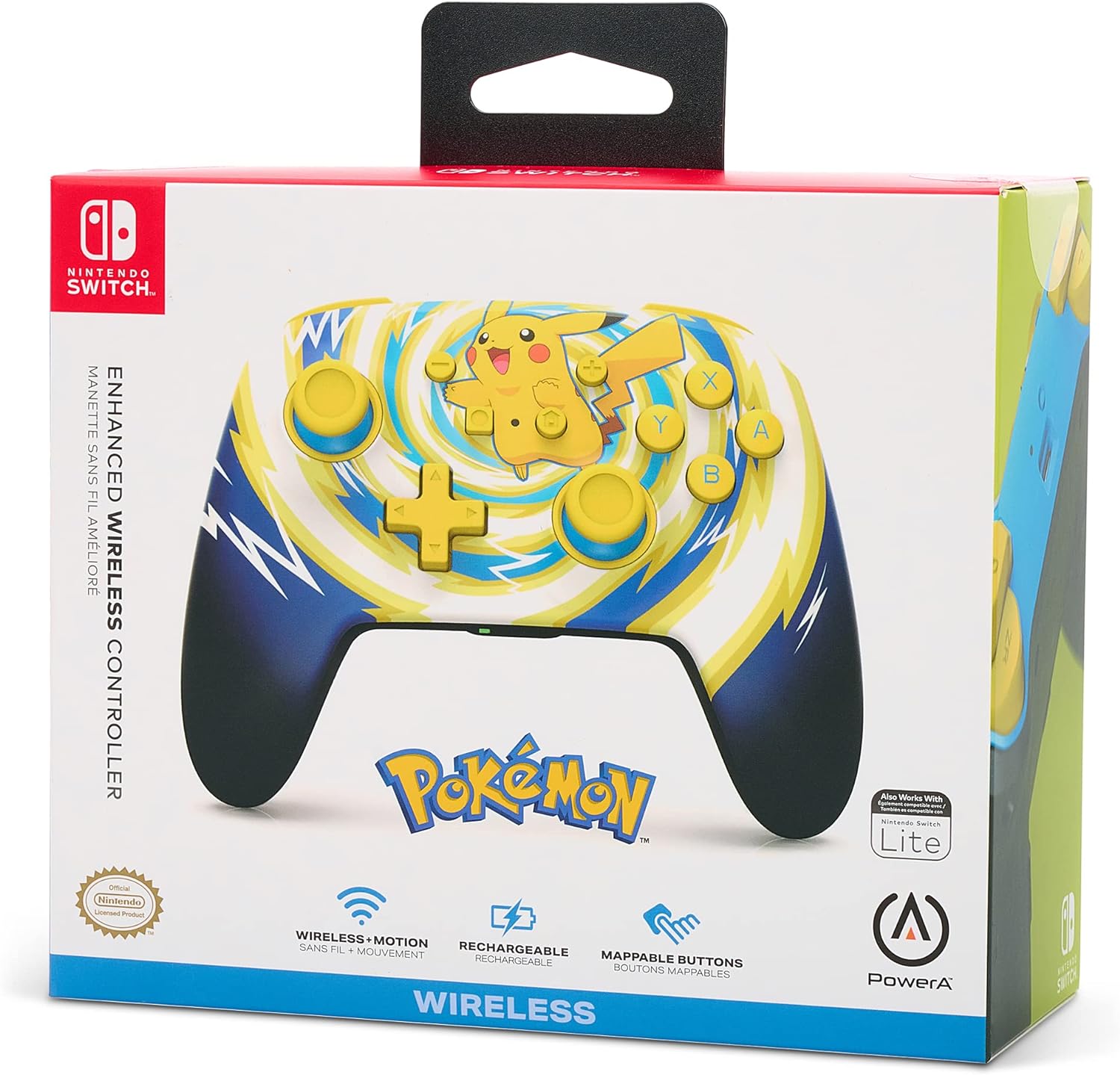 Power A NSW Enhanced Wireless Controller Pikachu Vortex For Nintendo Switch