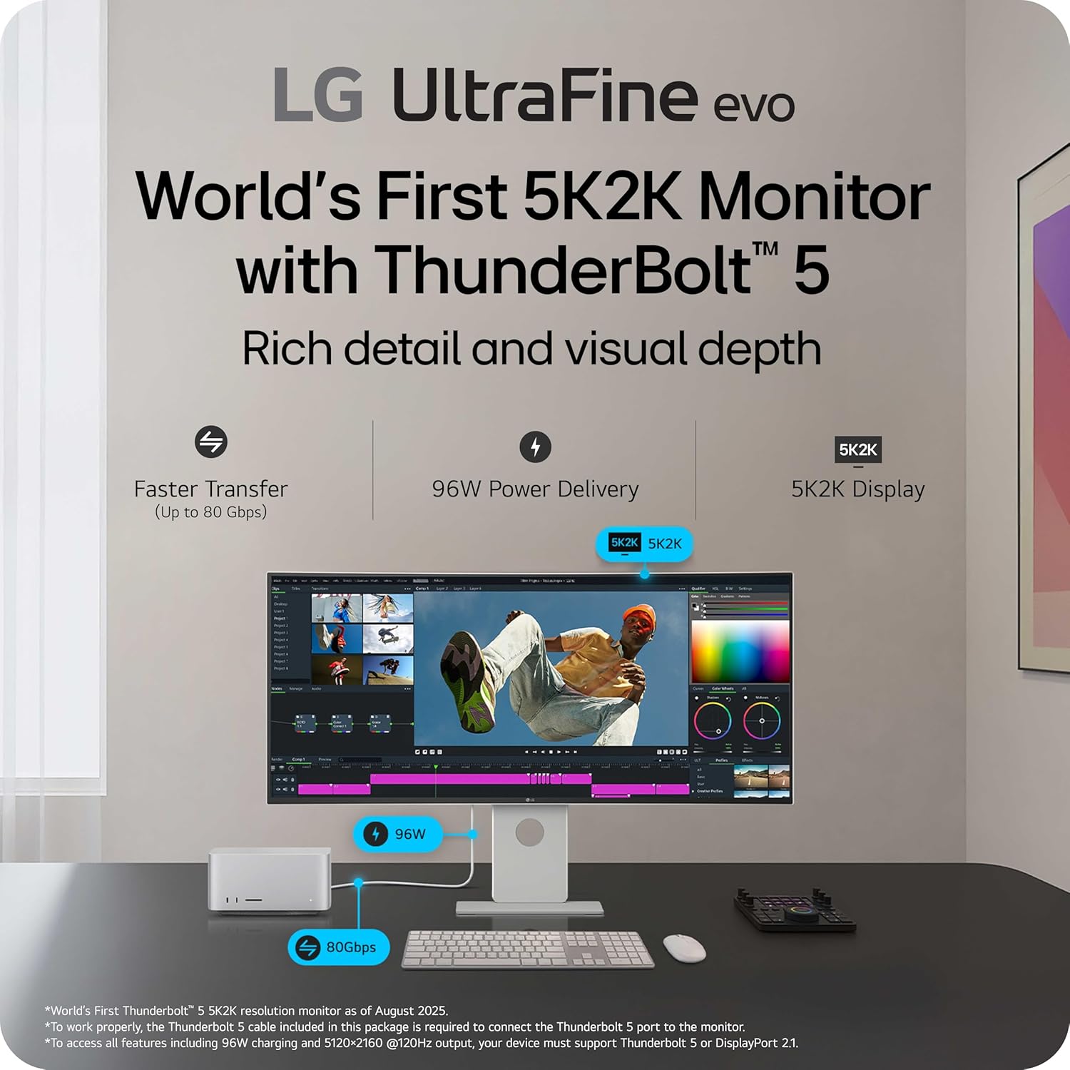 LG UltraFine 40U990A-W 5K2K 40" WUHD (5120x2160) 120Hz 5ms GtG Nano IPS Gaming Monitor with Thunderbolt 5 PD 96W and Height, Tilt & Swivel Adjustment (White)