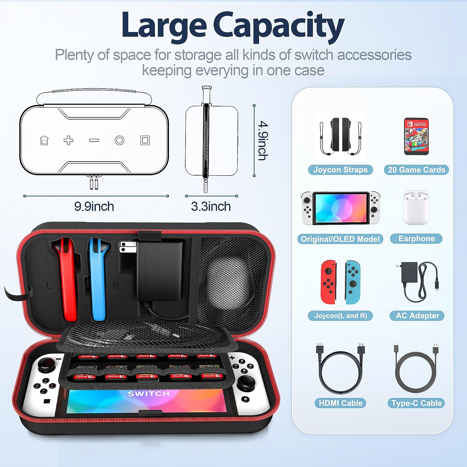 NSW OIVO Carry Case For N-Switch / N-Switch OLED (RED) (IV-SW188X-US)