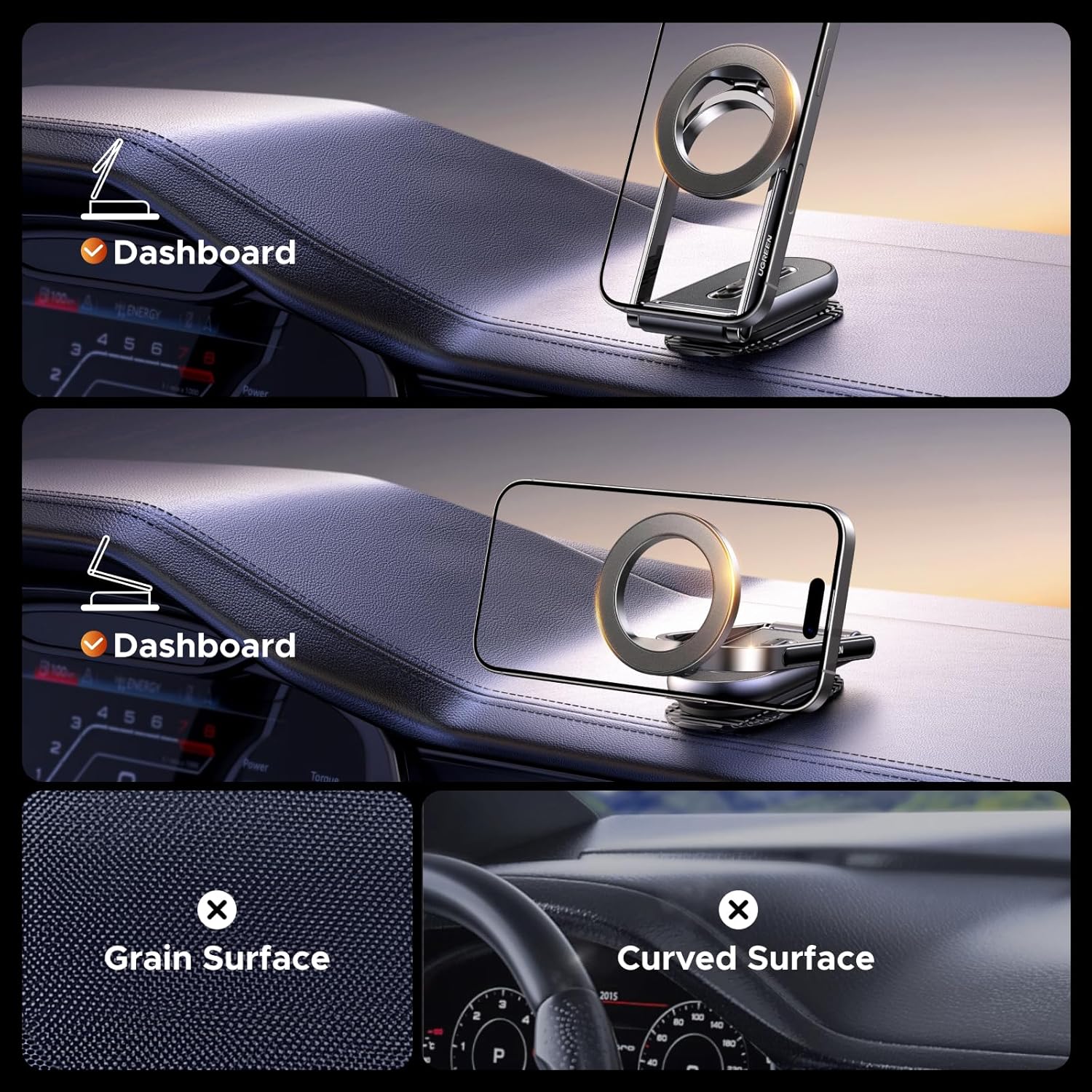 Ugreen Dashboard Magnetic Car Phone Mount (Black) (LP924/65186)