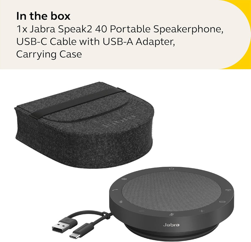 Jabra Speak2 40 Portable USB-A/C Wired Speakerphone - Microsoft Teams Certified