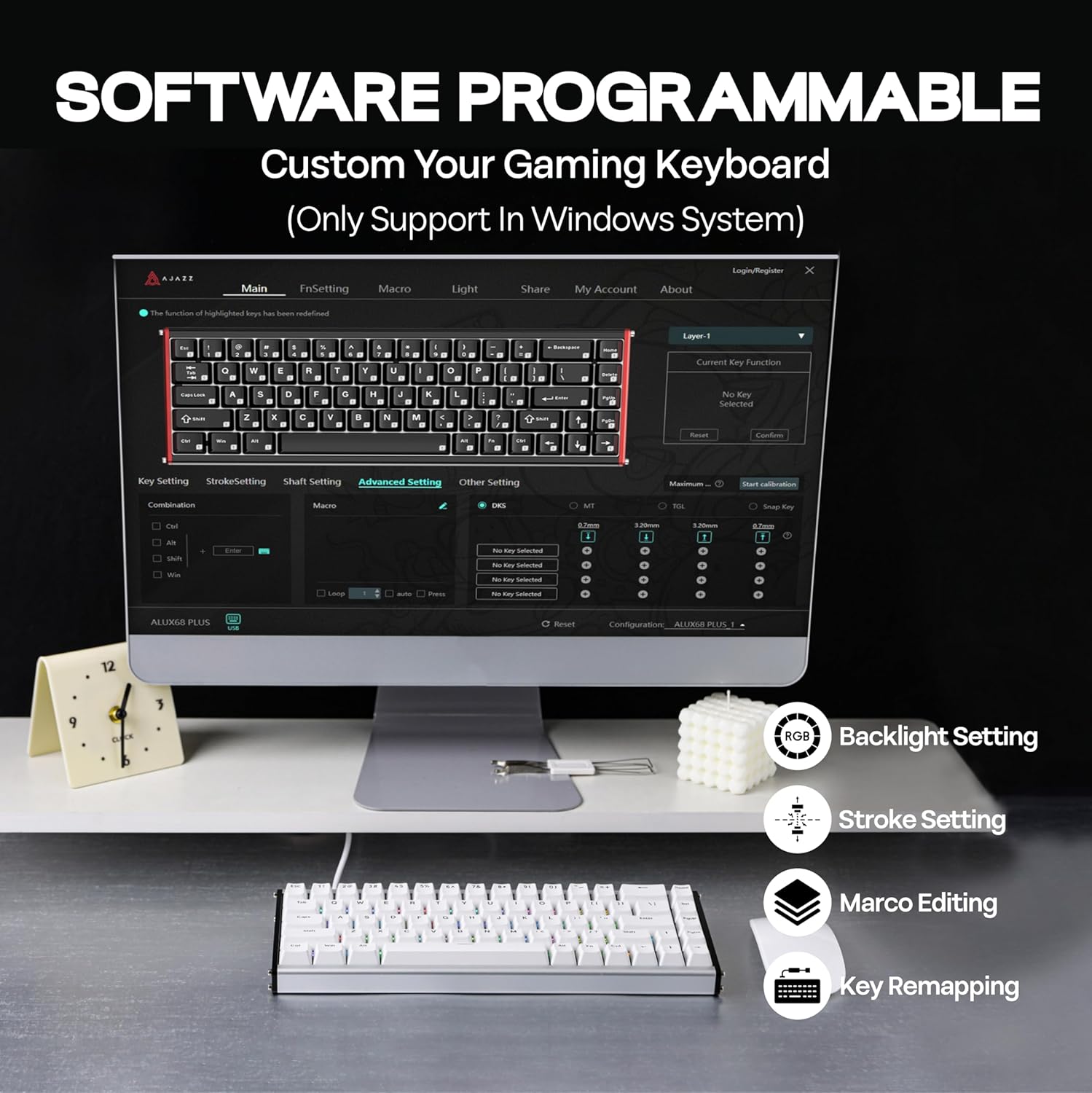 Ajazz ALUX68 Plus RGB Wired 68-Keys Aluminum CNC Case Hot-Swappable Mechanical Keyboard