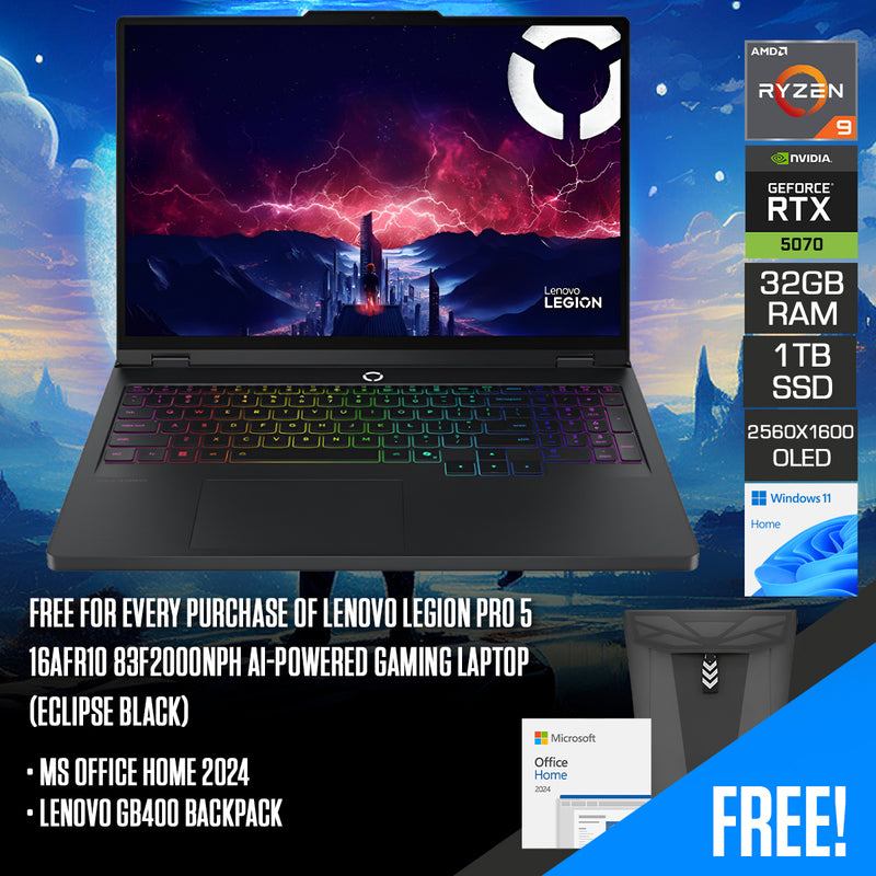 Lenovo Legion Pro 5 16AFR10 83F2000NPH AI-Powered Gaming Laptop (Eclipse Black) | DataBlitz