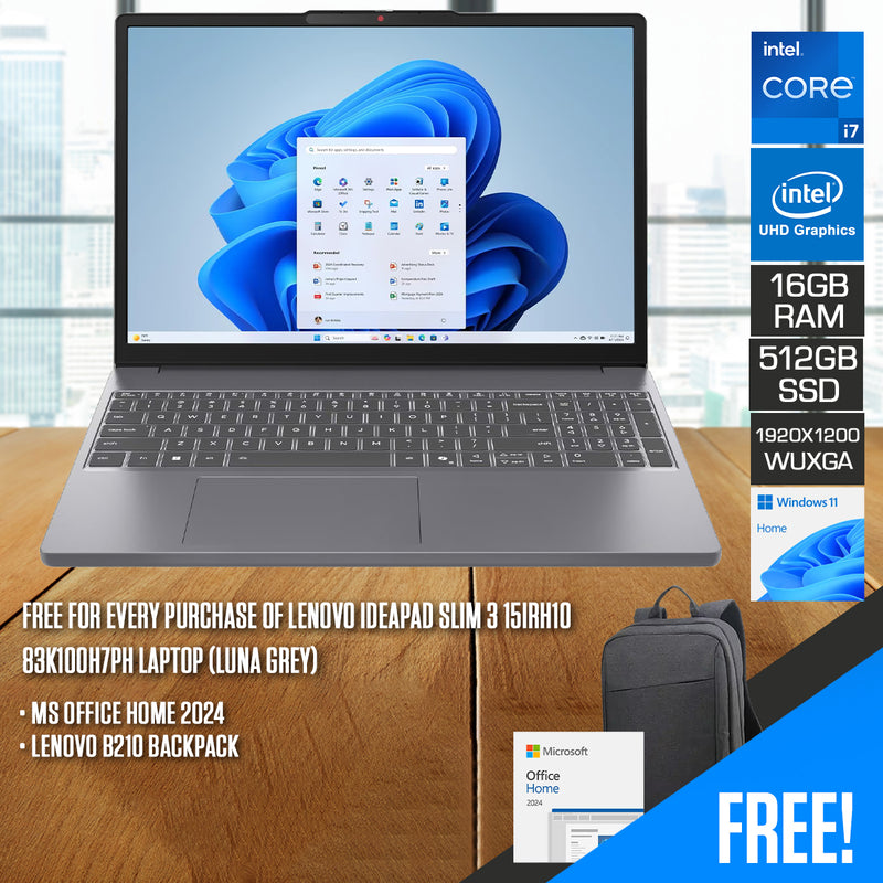 Lenovo IdeaPad Slim 3 15IRH10 83K100H7PH Laptop (Luna Grey) } DataBlitz