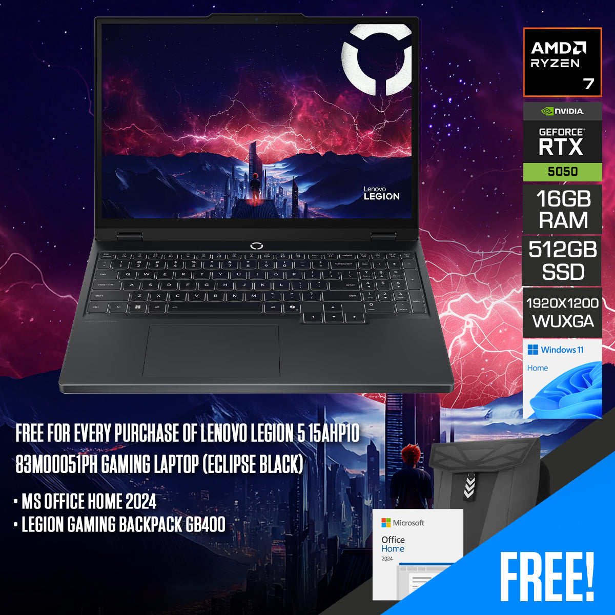 Lenovo Legion 5 15AHP10 83M00051PH Gaming Laptop (Eclipse Black)
