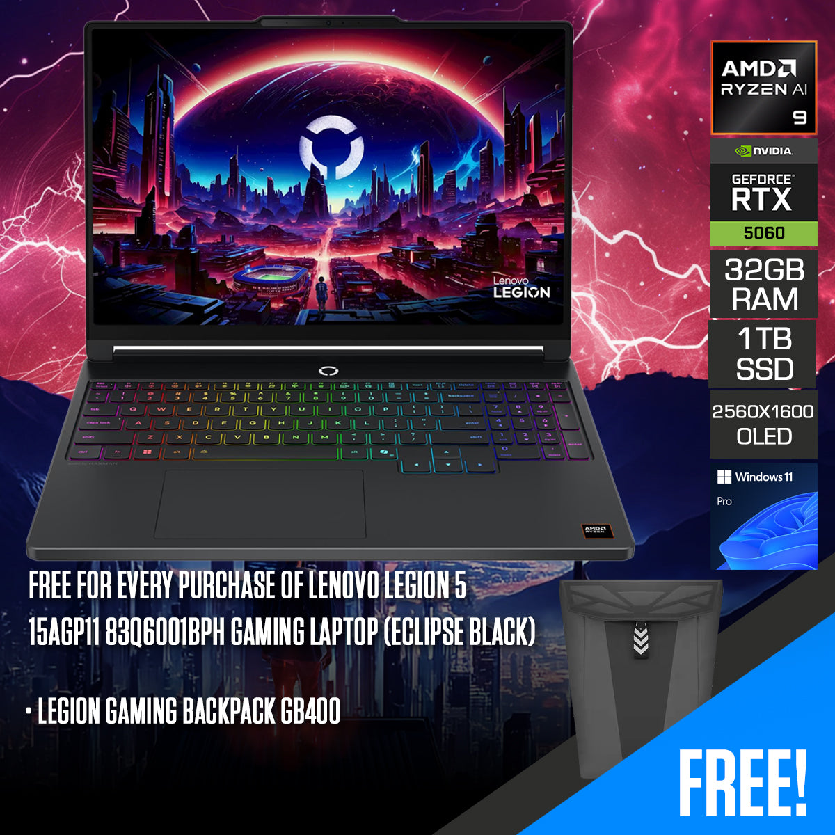 Lenovo Legion 5 15AGP11 83Q6001BPH Gaming Laptop (Eclipse Black) | DataBlitz