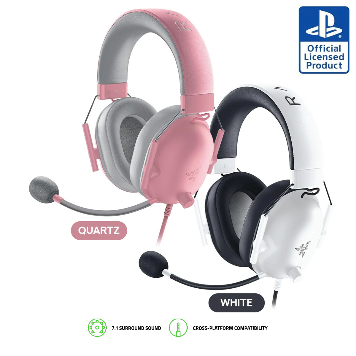 Razer BlackShark V2 X for PlayStation - Wired Esports Headset (Quartz, White)