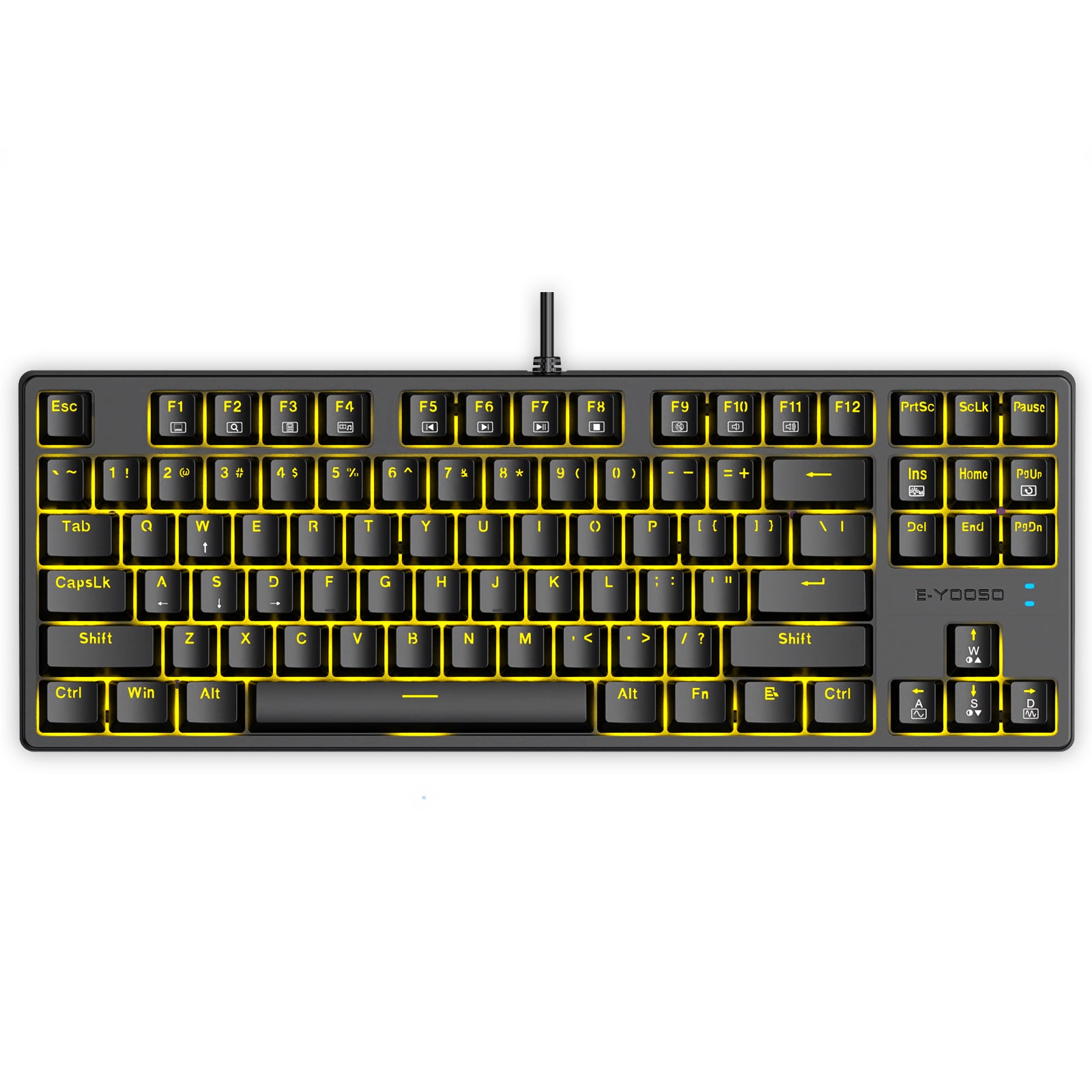 E-Yooso Z-87 Yellow Single Light 87 Keys Wired Mechanical Keyboard Black (Red Switch)
