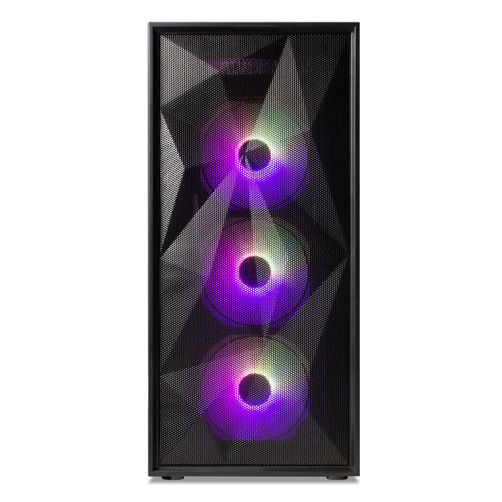 Tecware Forge S TG High Airflow PC Case With 4X Omni P12 ARGB Fans + Hub (Black) | DataBlitz