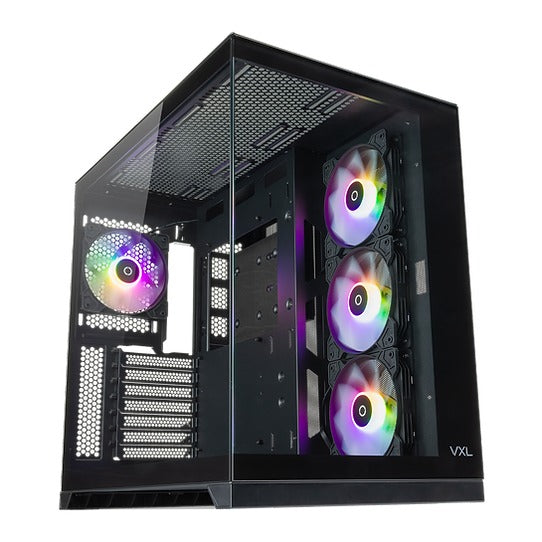 Tecware VXL Evo TG Dual Chamber ATX Case with 4x12cm ARGB Fans (Black) | DataBlitz