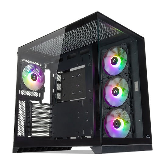 Tecware VXL Evo TG Dual Chamber ATX Case with 4x12cm ARGB Fans (Black) | DataBlitz