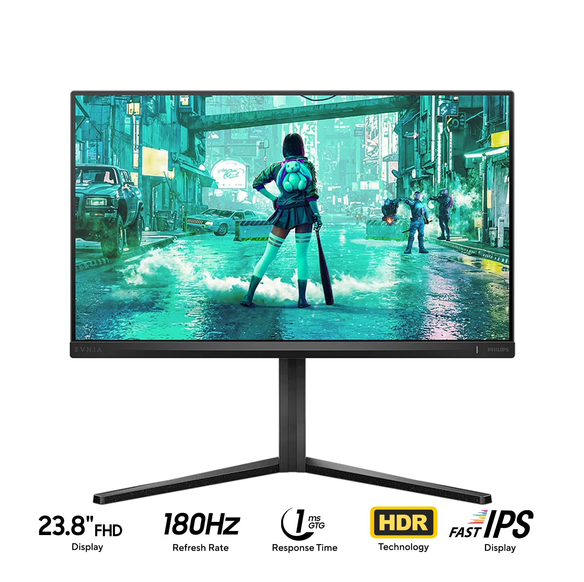 Philips Evnia 24M2N3200A/01 23.8" FHD (1920x1080) 180Hz 1ms GTG Fast IPS Gaming Monitor with Height, Tilt, Swivel & Pivot Adjustment (Charcoal)