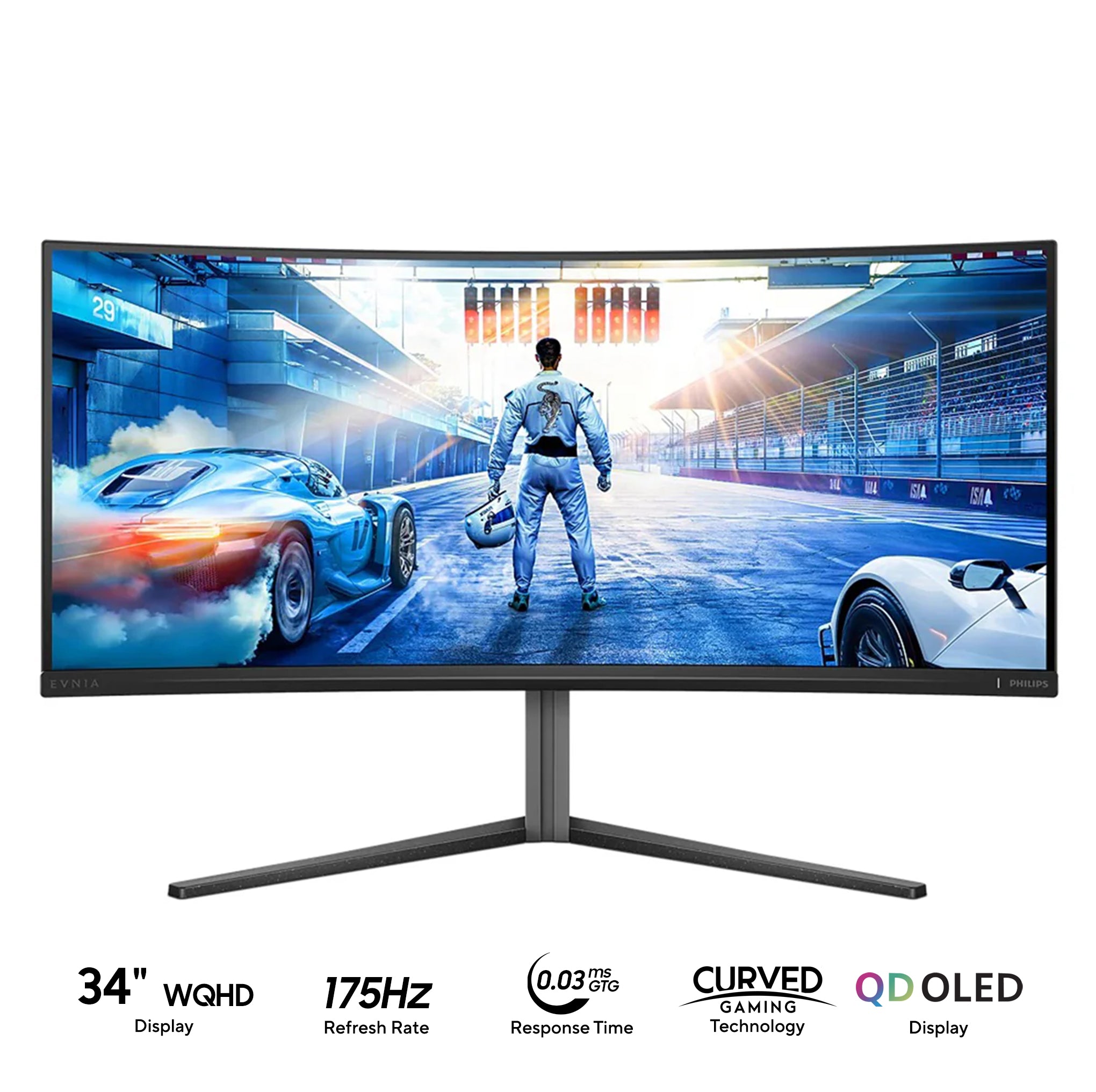 Philips Evnia 34M2C6500/00 34" WQHD (3440x1440) 175Hz 0.03ms GTG QD OLED Curved Gaming Monitor 