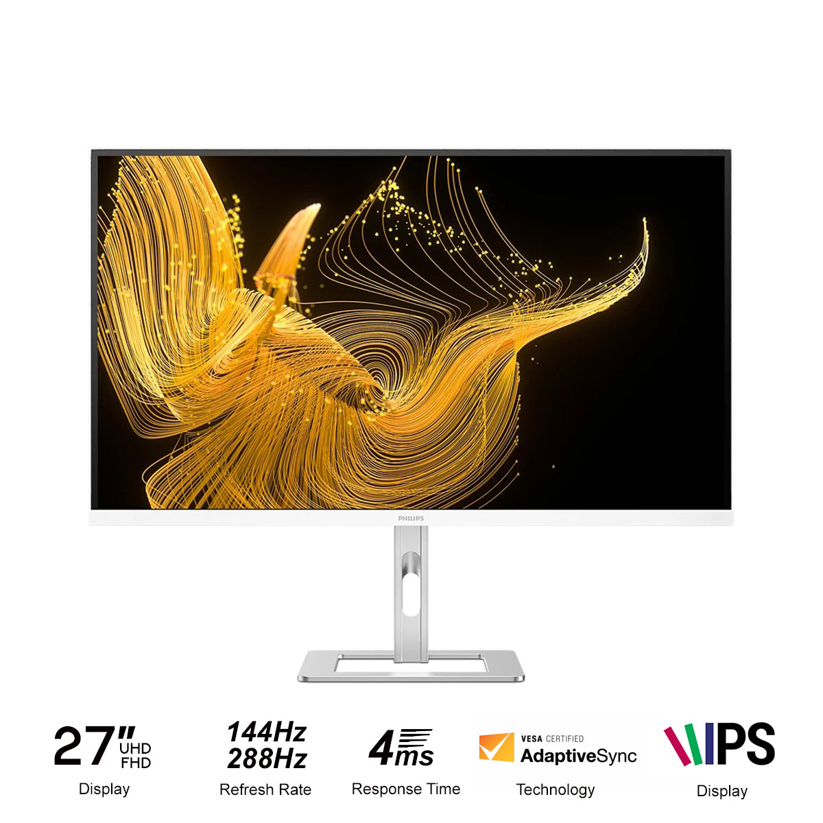 Philips 27E2N5900RW/71 27" Dual Mode UHD (3840x2160) 4k 144Hz/ (1920x1080) FHD 288Hz 4ms GTG IPS Adaptive Sync Gaming Monitor With Tilt And Height Adjustment (White)