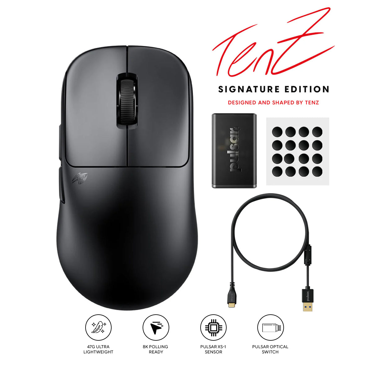 Pulsar TenZ Signature Edition Ultra Light Weight eSports Gaming Mouse (PTZW21)
