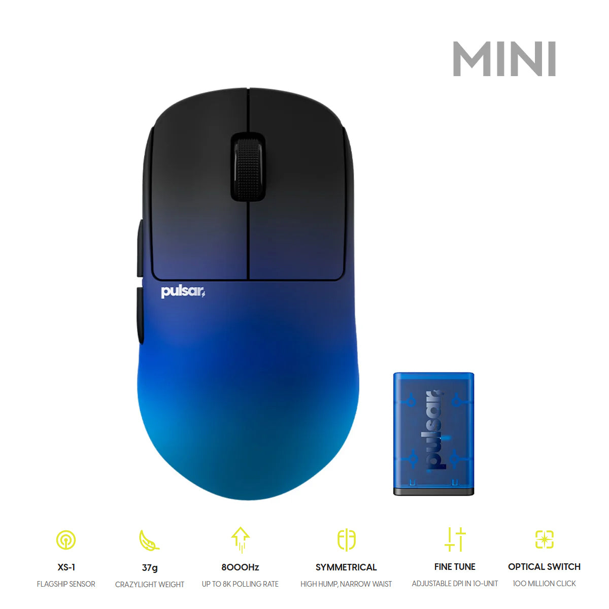 Pulsar X2H CrazyLight BadSeed Tech Edition 8K Polling Rate Gaming Mouse Mini (PX2HCL120)