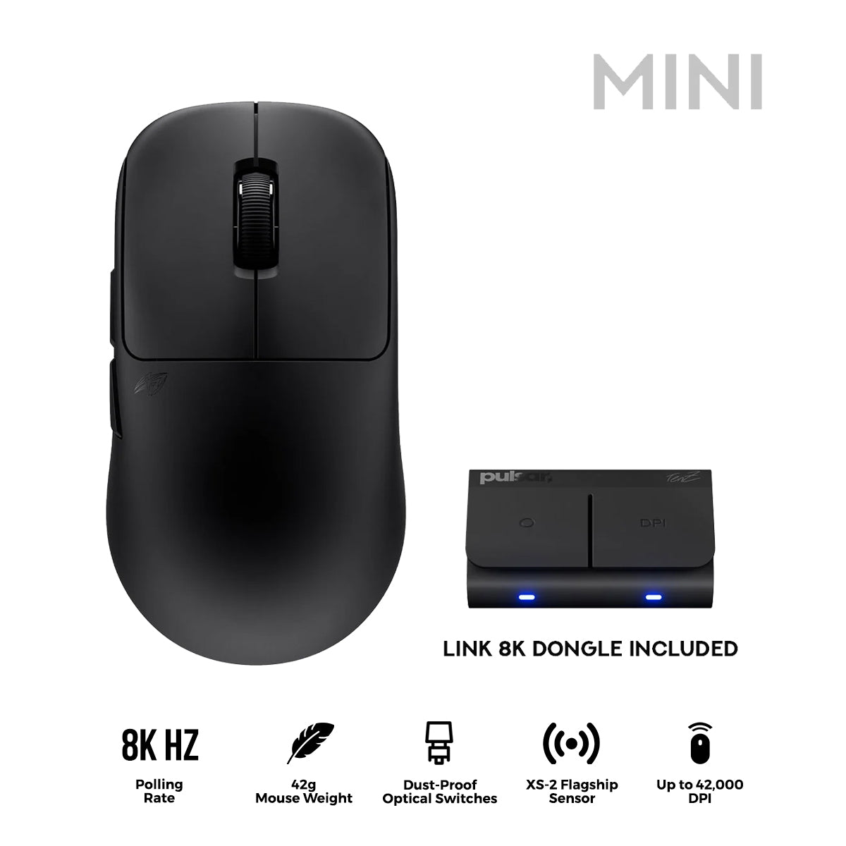 Pulsar TenZ Signature Edition 2.0 Ultra Light Weight eSports Wireless Gaming Mouse Mini (Black)