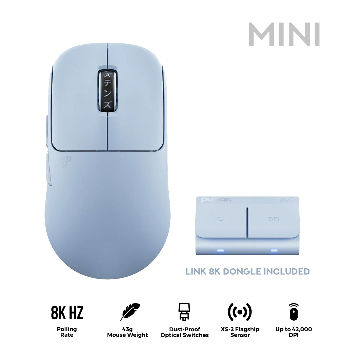 Pulsar TenZ 2.0 Ultra Light Weight eSports Wireless Gaming Mouse Mini (Misty Blue) (PTZ2W104)