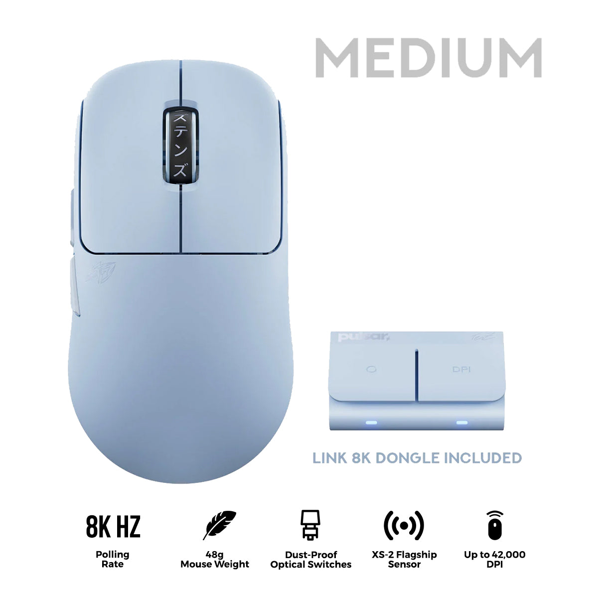 Pulsar TenZ 2.0 Ultra Light Weight eSports Wireless Gaming Mouse Medium (Misty Blue) (PTZ2W204)