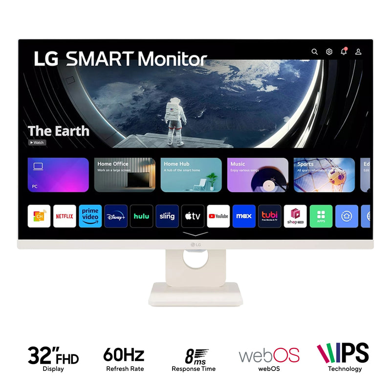 LG 32SR50F-W 32" FHD (1920x1080) IPS 60Hz 8ms (TYP) Tilt Smart Monitor with WebOS