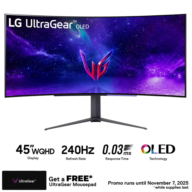 LG 45GR95QE-B 45”  Ultragear OLED WQHD 240HZ 0.03MS GTG Curved Gaming Monitor