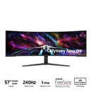 Samsung Odyssey Neo G9 (G95NC) LS57CG952NEXXP 57" 240Hz 1ms GTG 7680x2160 Dual UHD Quantum Mini-LED HDR 1000 Swivel, Tilt, Height-Adjust Curved Gaming Monitor (White) + Samsung HW-B550 Soundbar Bundle (White)