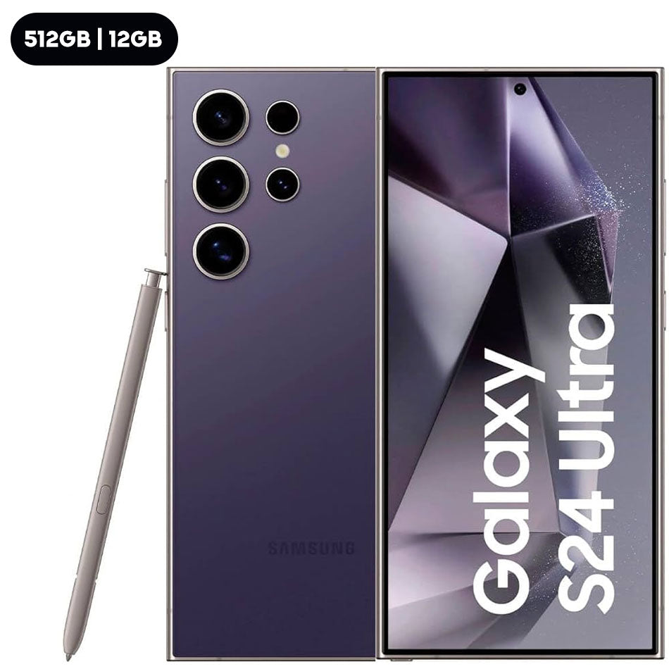 Samsung Galaxy S24 Ultra SM-S928B/DS | 512GB +12GB RAM | 5G/4G/3G/2G + Wi-Fi + Bluetooth | 6.8" QHD+ (3120X1440) Dynamic Amoled 2X | Android 14 | Qualcomm Snapdragon8 GEN3 | 200MP + 12MP | 5000mAh (Titanium Gray, Titanium Black, Titanium Violet)