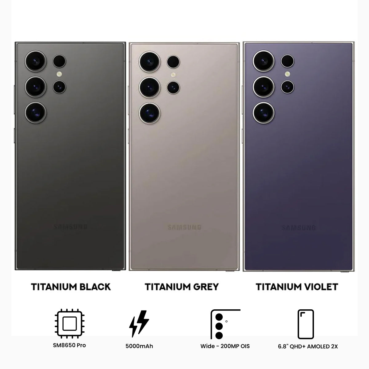 Samsung Galaxy S24 Ultra SM-S928B/DS | 512GB +12GB RAM | 5G/4G/3G/2G + Wi-Fi + Bluetooth | 6.8" QHD+ (3120X1440) Dynamic Amoled 2X | Android 14 | Qualcomm Snapdragon8 GEN3 | 200MP + 12MP | 5000mAh