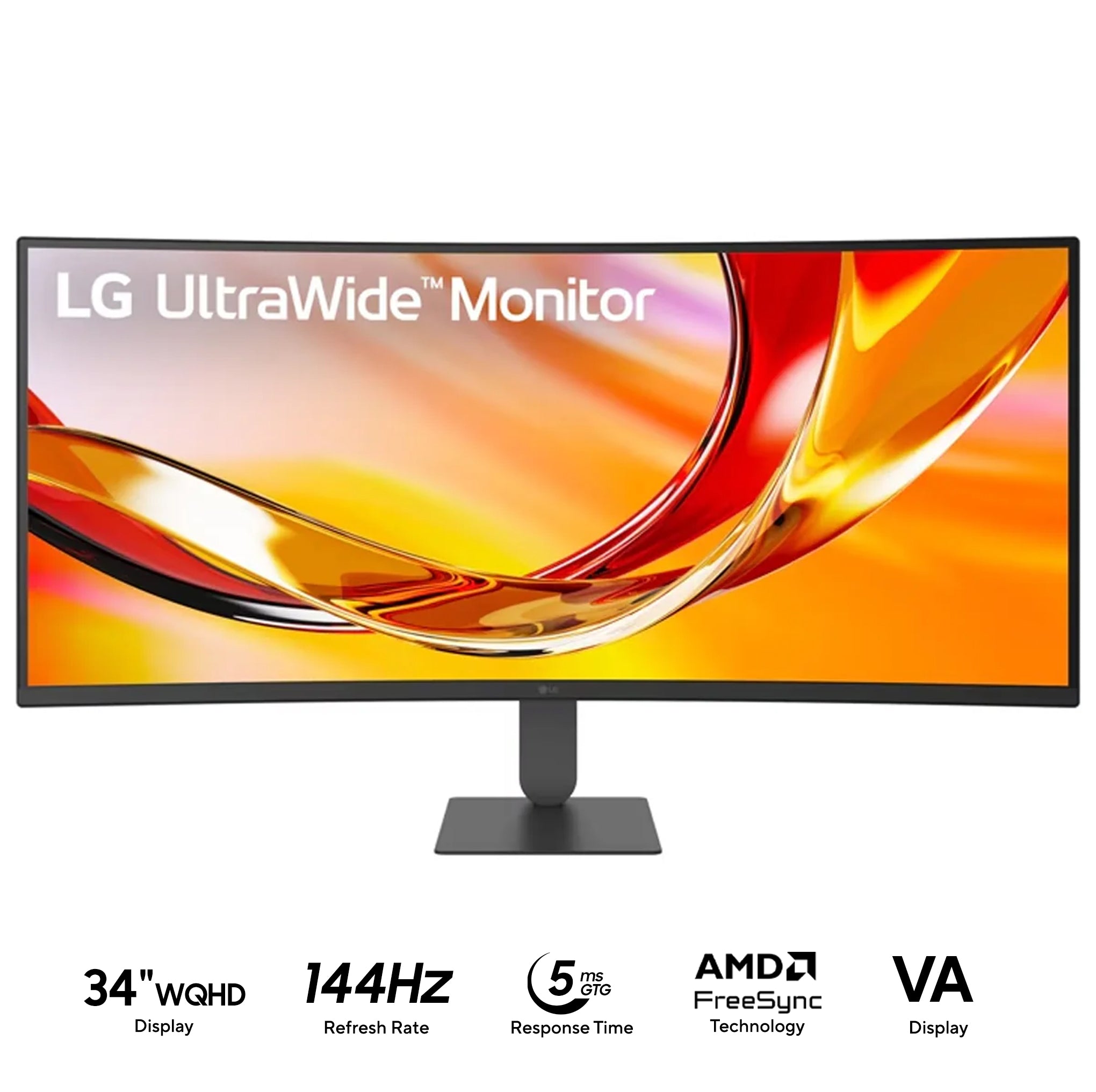 LG UltraWide 34U640B-B 34" WQHD (3440x1440) 144Hz 5ms GTG VA Curved Gaming Monitor with Tilt & Height Adjustment