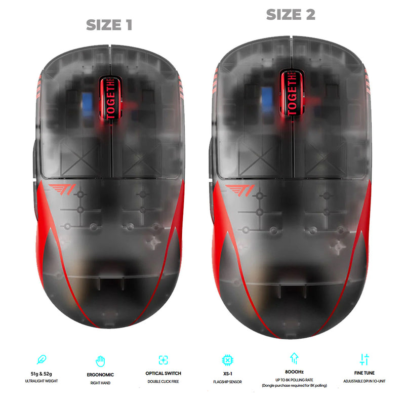 Pulsar X2 V3 T1 Edition Ultralight Weight eSports Gaming Mouse - Black (Size 1, Size 2)