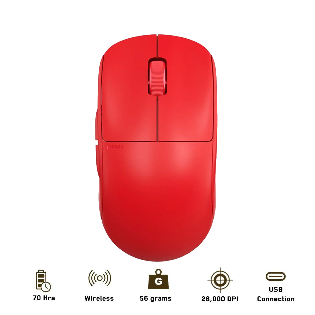 Pulsar X2 Medium Symmetrical Wireless Gaming Mouse (All Red Edition) (PX203)