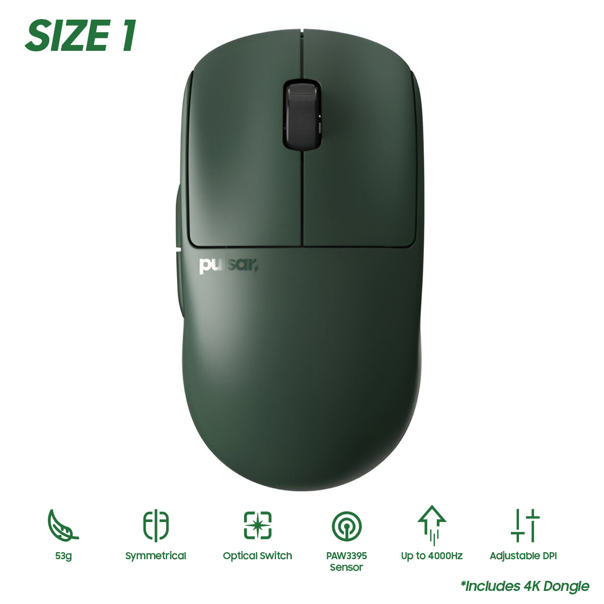 Pulsar X2V2 Ultralight Wireless Symmetrical eSports Mouse Founders Ed. (Green)