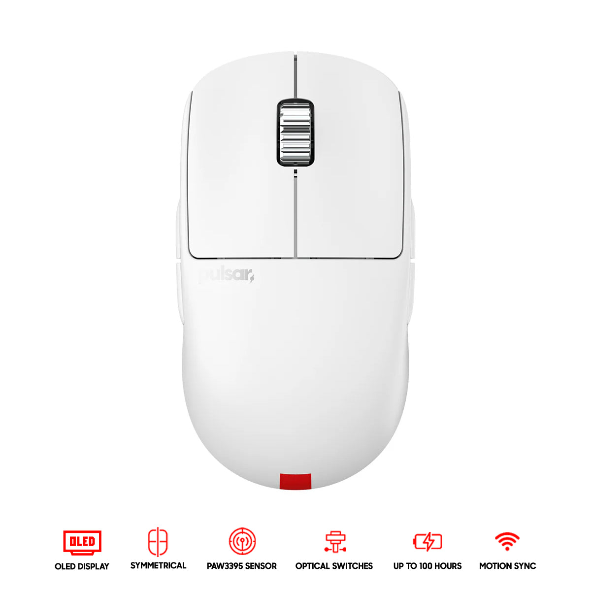 Pulsar X2A eS eSports Tournament Ed. Ambidextrous Symmetrical Wireless Gaming Mouse Size 2 (White)